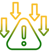 Alert symbol with green and yellow arrows